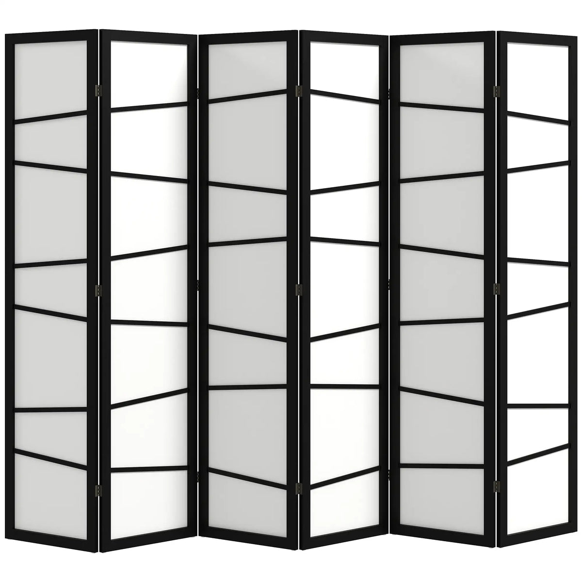 66.9" Folding Room Divider, 6 Panel Wood Frame Partition, White Room Dividers at Gallery Canada