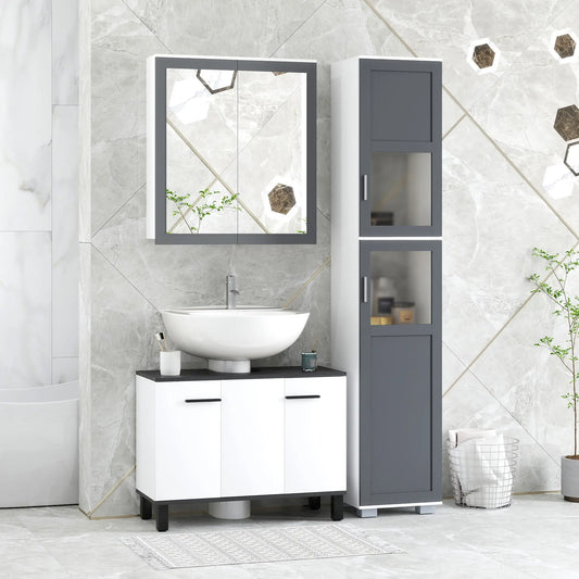 Wall Mounted Medicine Cabinet, Adjustable Shelves, White, Grey Bathroom Cabinets White, Dark Grey at Gallery Canada
