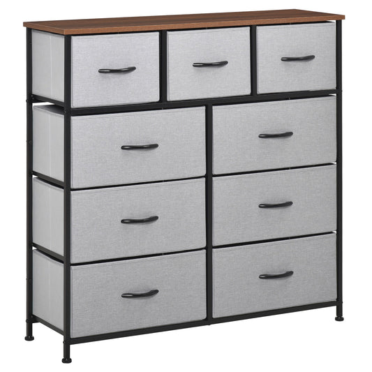 9 Bins Storage Chest Dresser Organizer Unit w/ Steel Frame, Wood Top, Easy Pull Fabric Bins, for Living Room, Hallway, Entryway - Gallery Canada