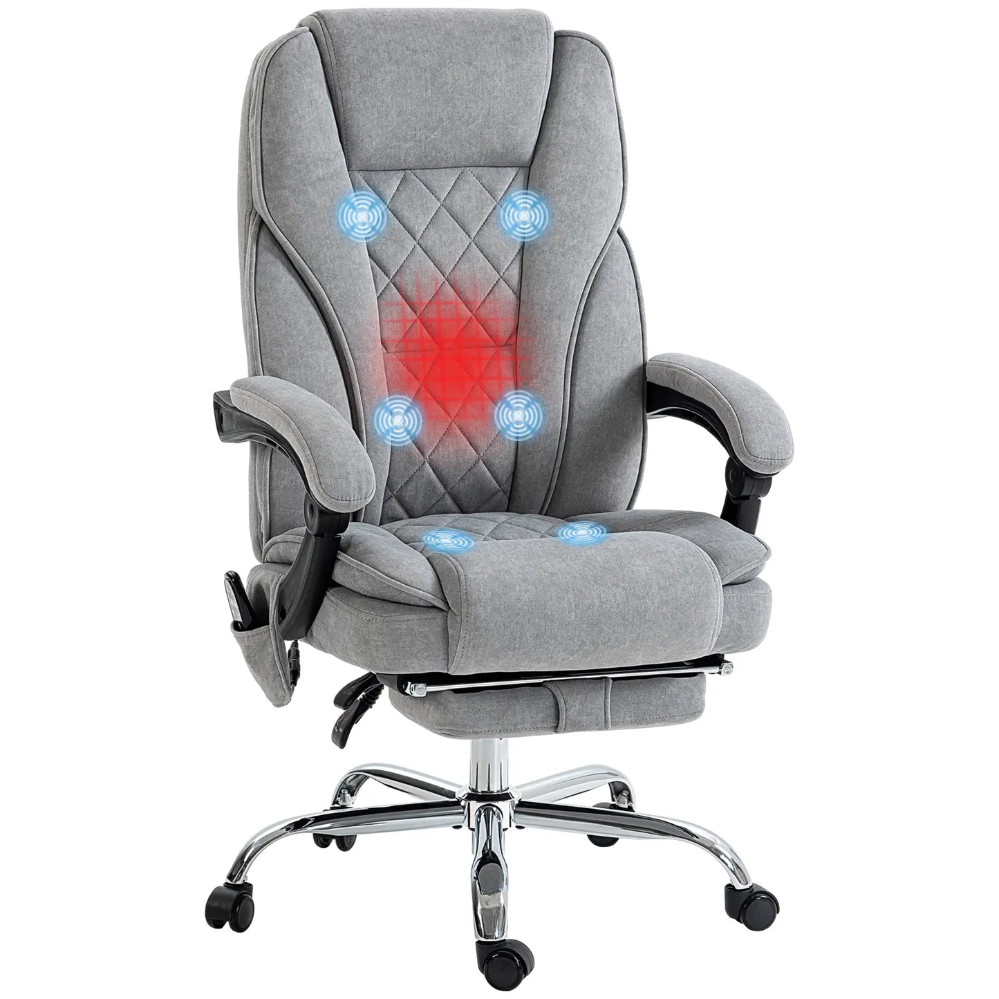 Heated Massage Office Chair, Adjustable Height with Footrest, Grey Massage Chairs at Gallery Canada