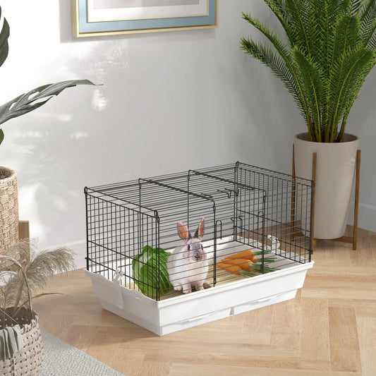 Rabbit Guinea Pig Cage, Sliding Trays, Wood Board, 24" x 15" x 16" Houses & Habitats Black and White at Gallery Canada
