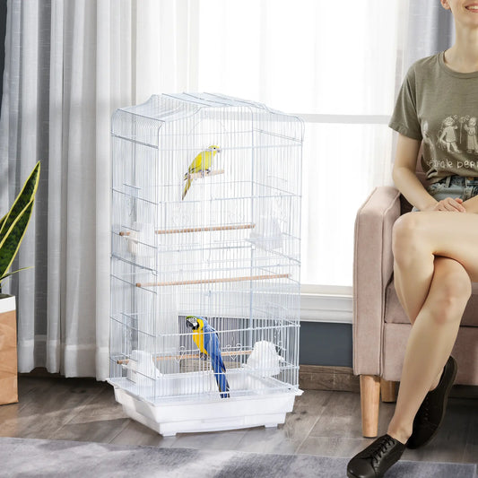 36" Bird Cage, Macaw Play House, Parrot Flight Cage, White Bird Cages White at Gallery Canada