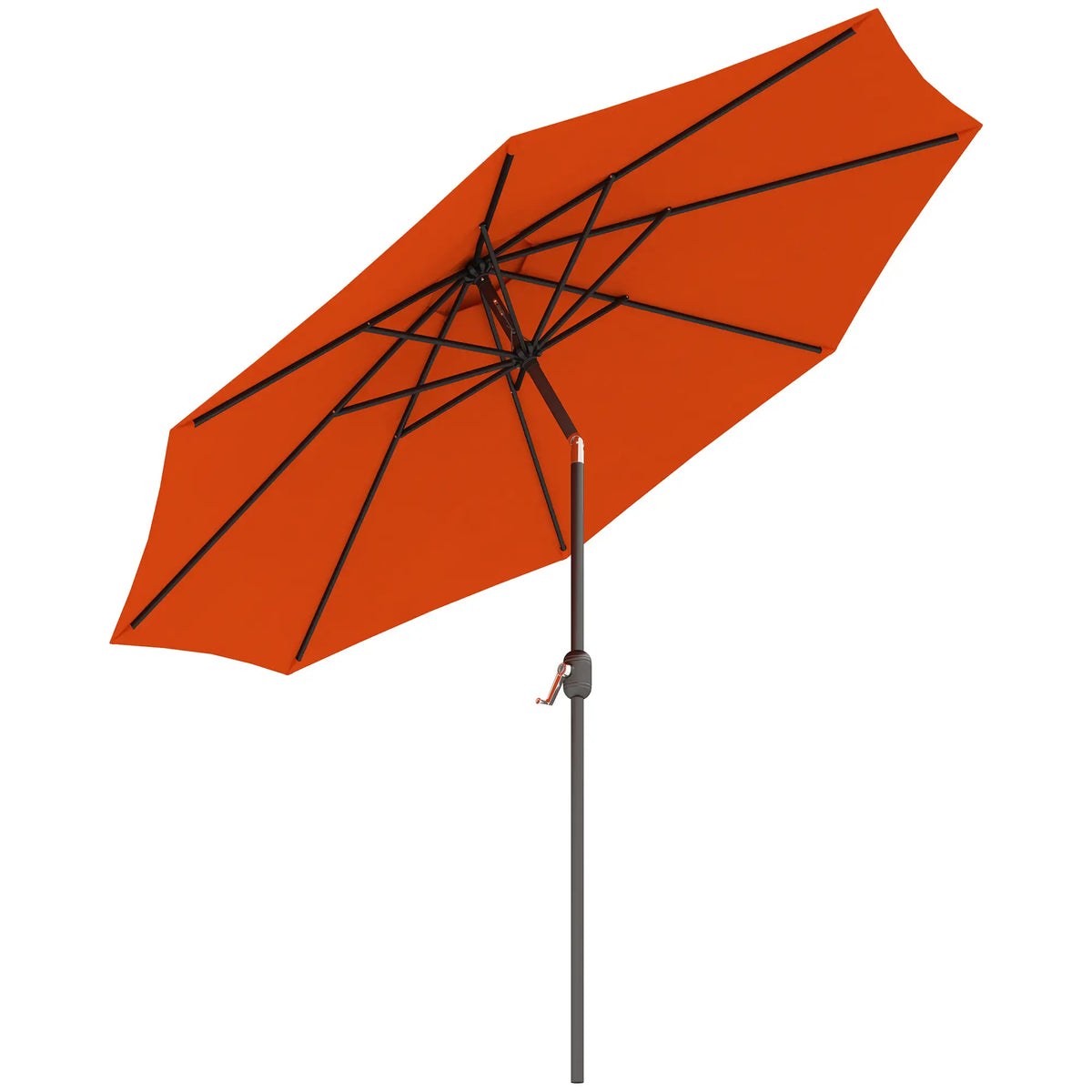 Parasol de marché rond 10' x 8', parasol de patio avec inclinaison à manivelle, orange