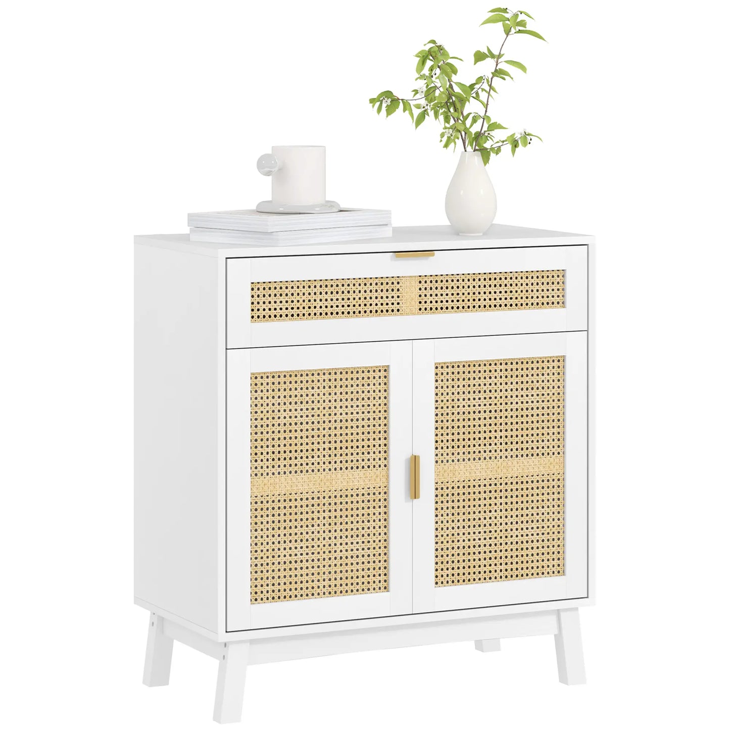 Boho Sideboard Cabinet, Rattan Doors, White Storage Cabinets at Gallery Canada