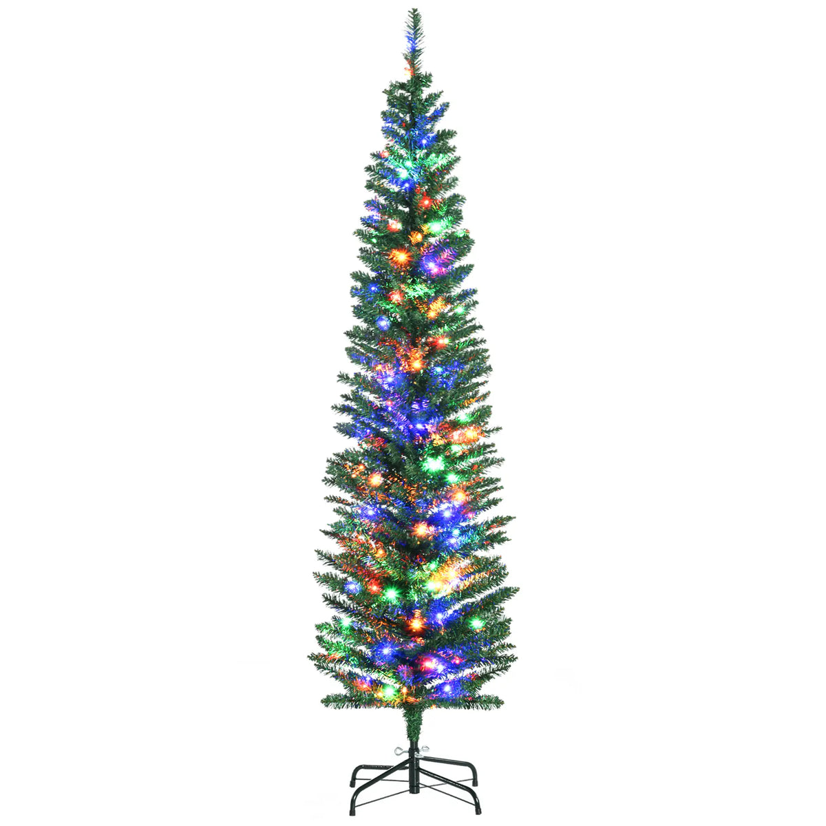 6' Artificial Pencil Christmas Tree, Steel Base, Colorful LED Lights Pencil Christmas Trees at Gallery Canada