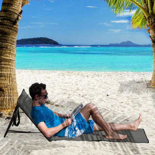 Foldable Lounge Chairs, Adjustable Backrest, Set of 2, Grey Beach Accessories Grey at Gallery Canada