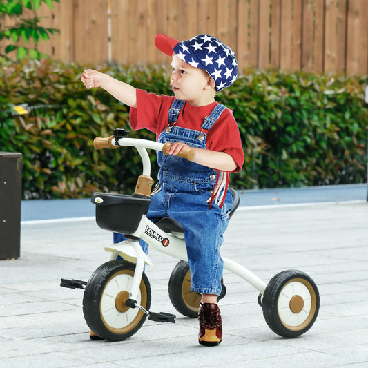 Toddler Tricycle for 2-5 Year Olds, Adjustable Seat, Basket, Bell, White Tricycles for Kids White at Gallery Canada