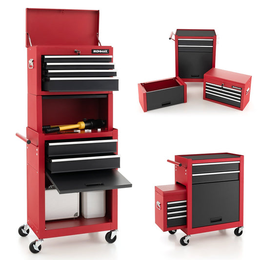 6-Drawer Tool Chest with Heightening Cabinet, Black & Red
