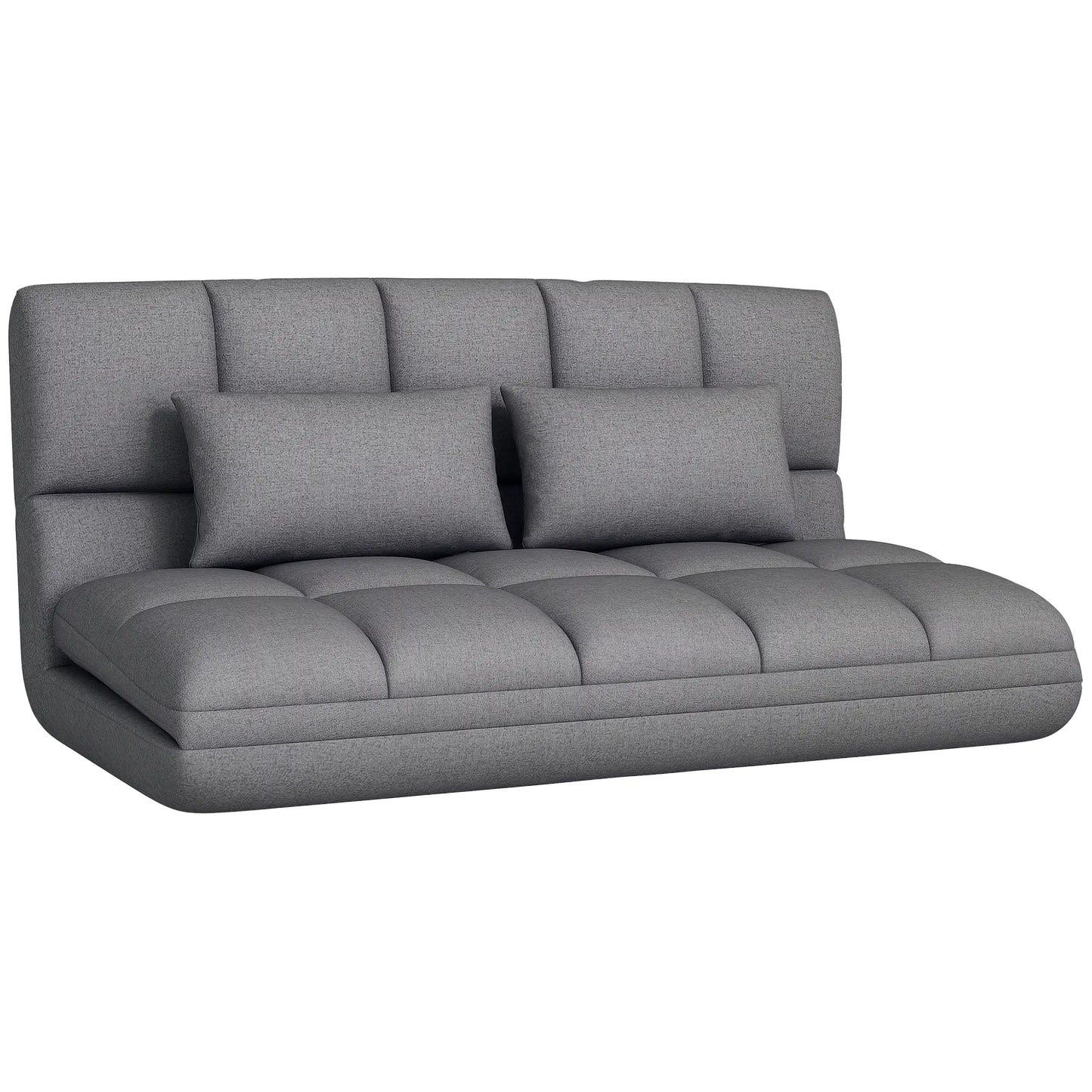 51" Folding Floor Sofa, 2-Seater Sleeper Bed, Adjustable Backrest, Grey 2-Seater Sofas at Gallery Canada