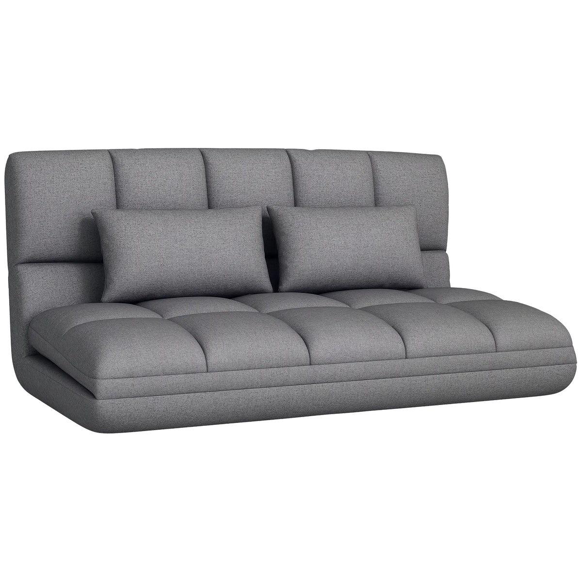51" Folding Floor Sofa, 2-Seater Sleeper Bed, 9-Position Backrest, Grey 2-Seater Sofas at Gallery Canada