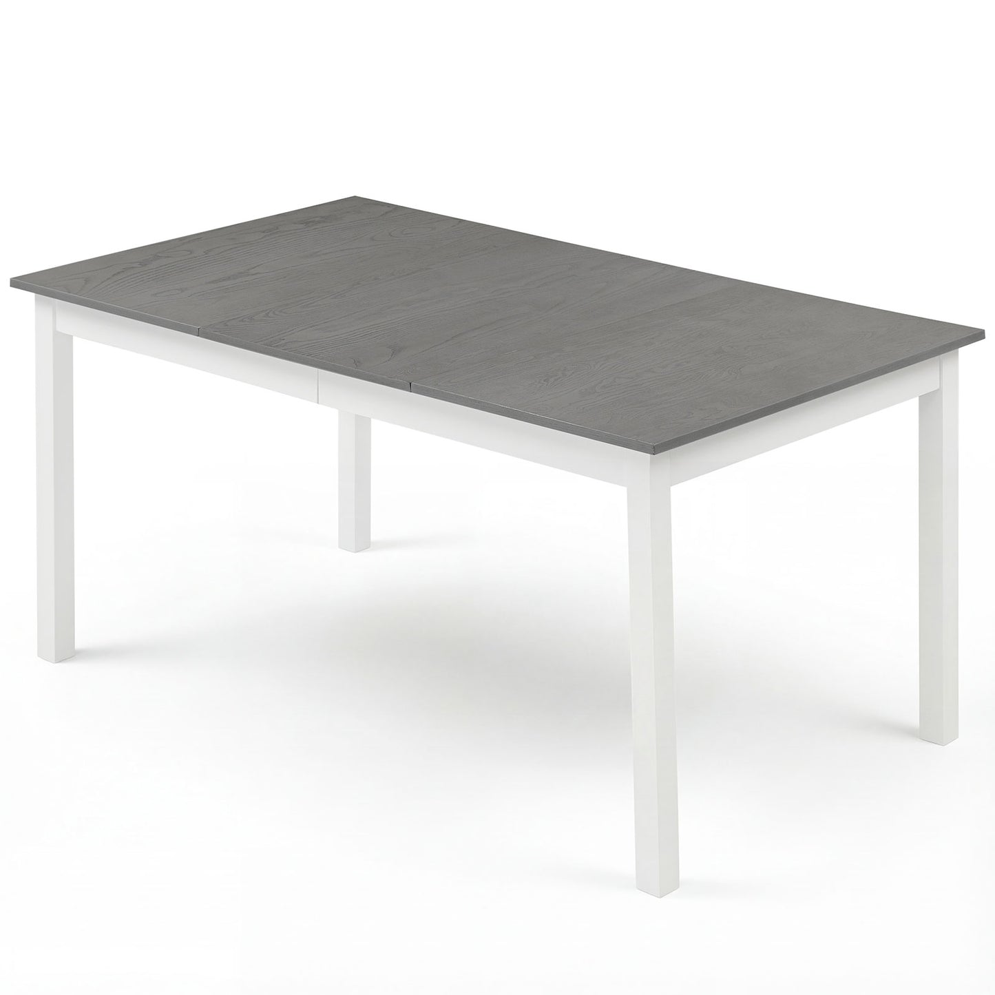 60 Inch Rectangular Dinner Table with Solid Rubber Wood Legs, Gray
