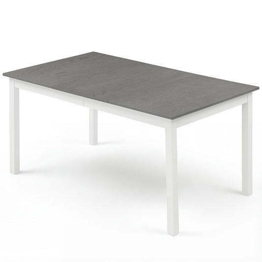 60 Inch Rectangular Dinner Table with Solid Rubber Wood Legs, Gray