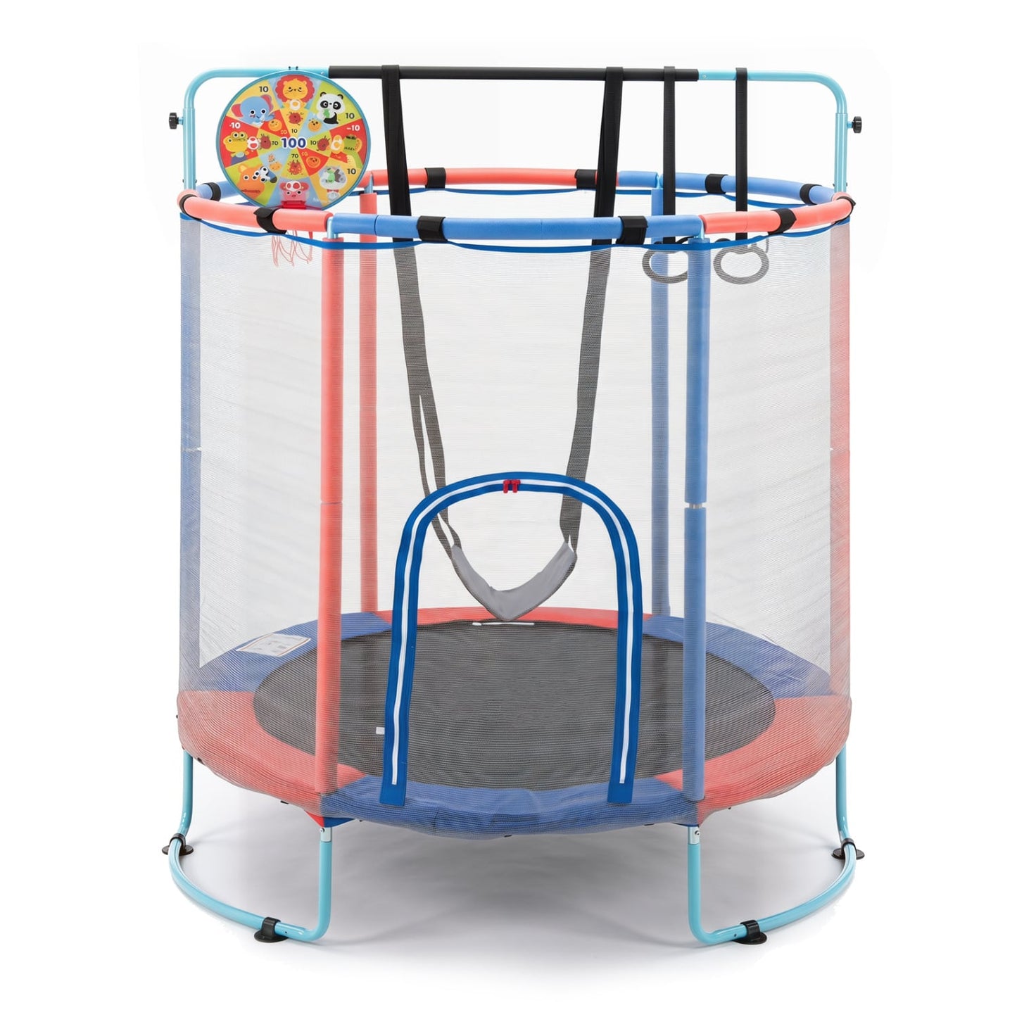 60 inch 6-in-1 Kids Toddler Trampoline with Gymnastics Bar, Navy