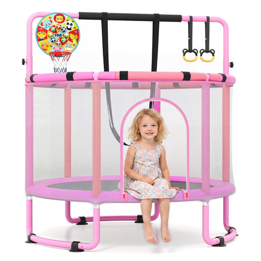 60 inch 6-in-1 Kids Toddler Trampoline with Gymnastics Bar, Purple Toys & Hobbies Purple at Gallery Canada