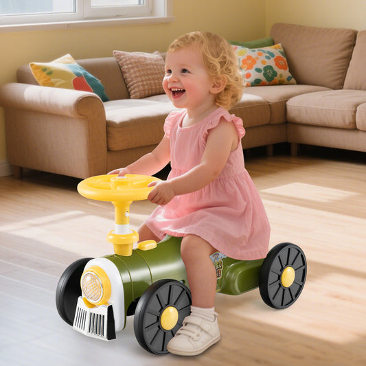 Ride On Toy With Steering Wheel, Train Whistle Sound, Green Push & Pedal Ride On Toys Green at Gallery Canada