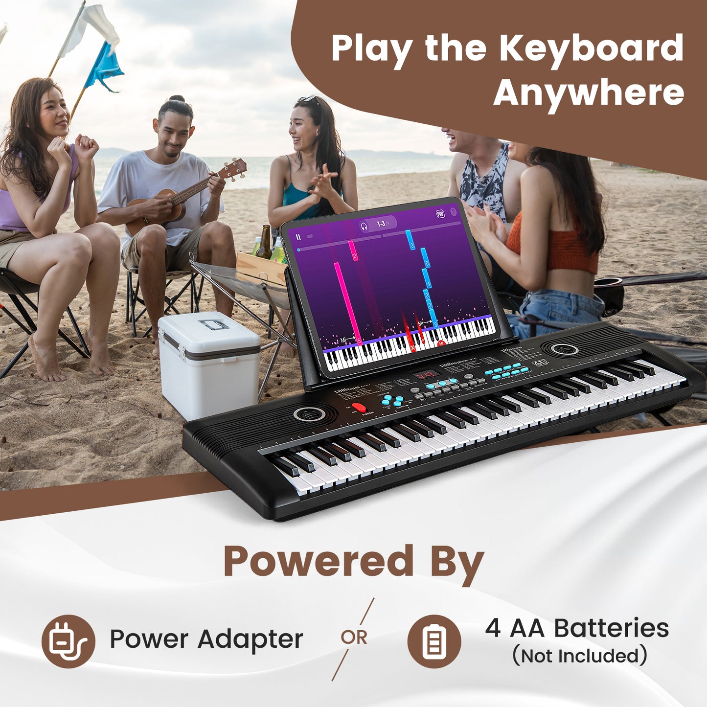 61 Key Electric Portable Digital Keyboard Piano, Black Pianos & Keyboards at Gallery Canada
