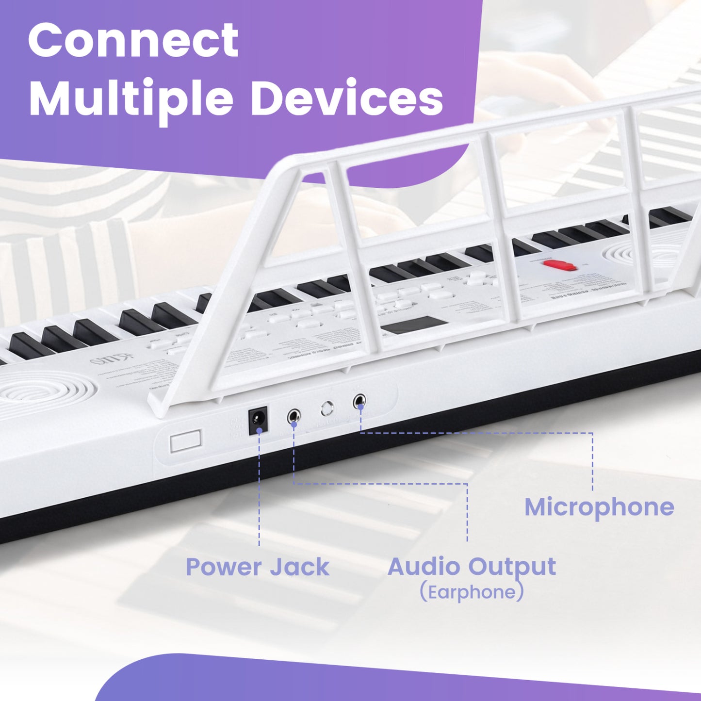61 Key Portable Digital Keyboard Piano, White Pianos & Keyboards at Gallery Canada