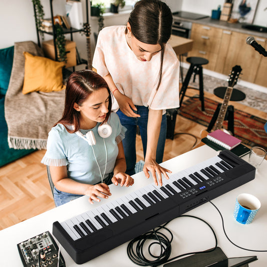 61-Key Foldable Piano Keyboard Full-size Electronic Keyboard with MIDI and Split Function, Black Pianos & Keyboards Black at Gallery Canada