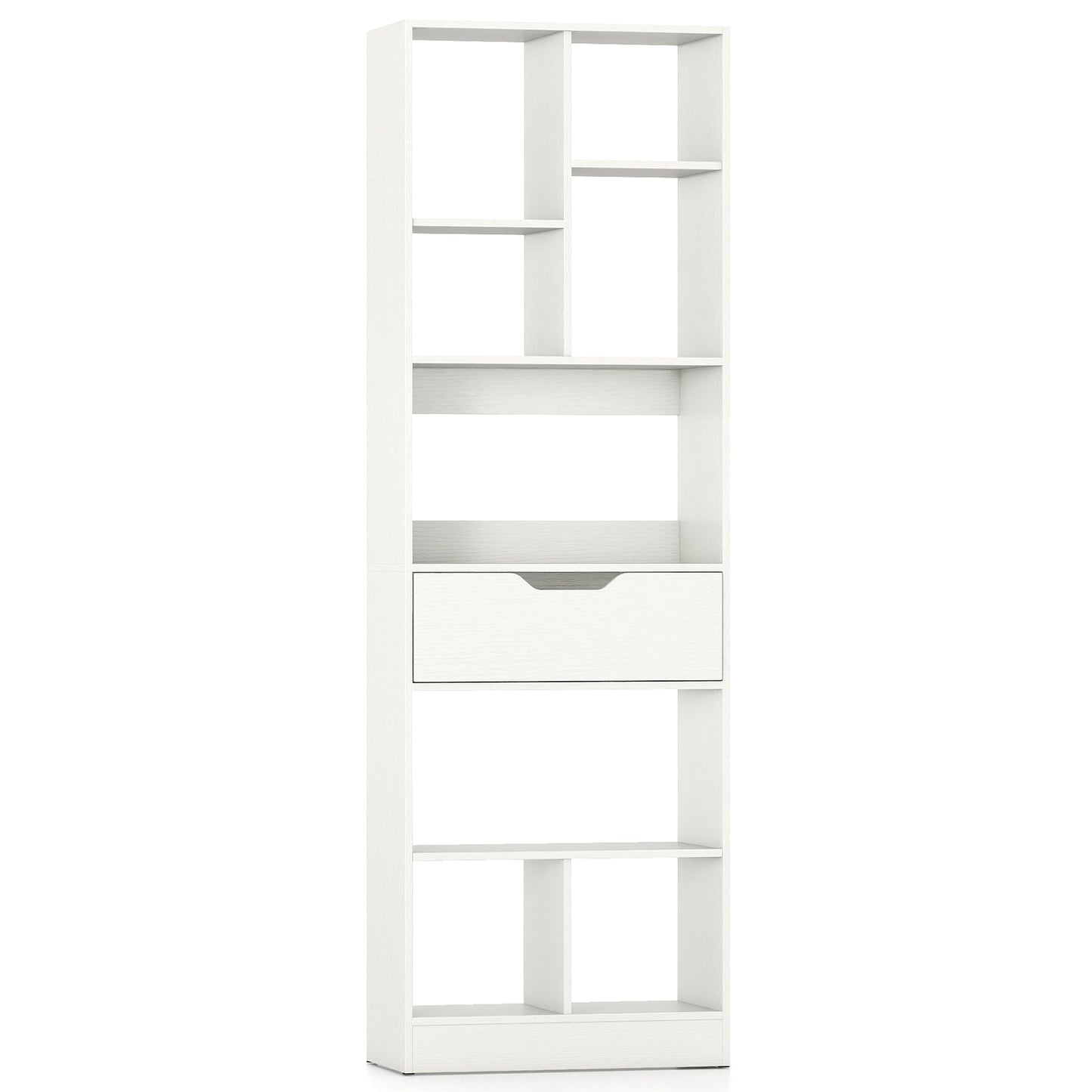 61inch Tall Freestanding Bookcase with Drawer 8-Cube Storage Organizer, White Bookcases White at Gallery Canada