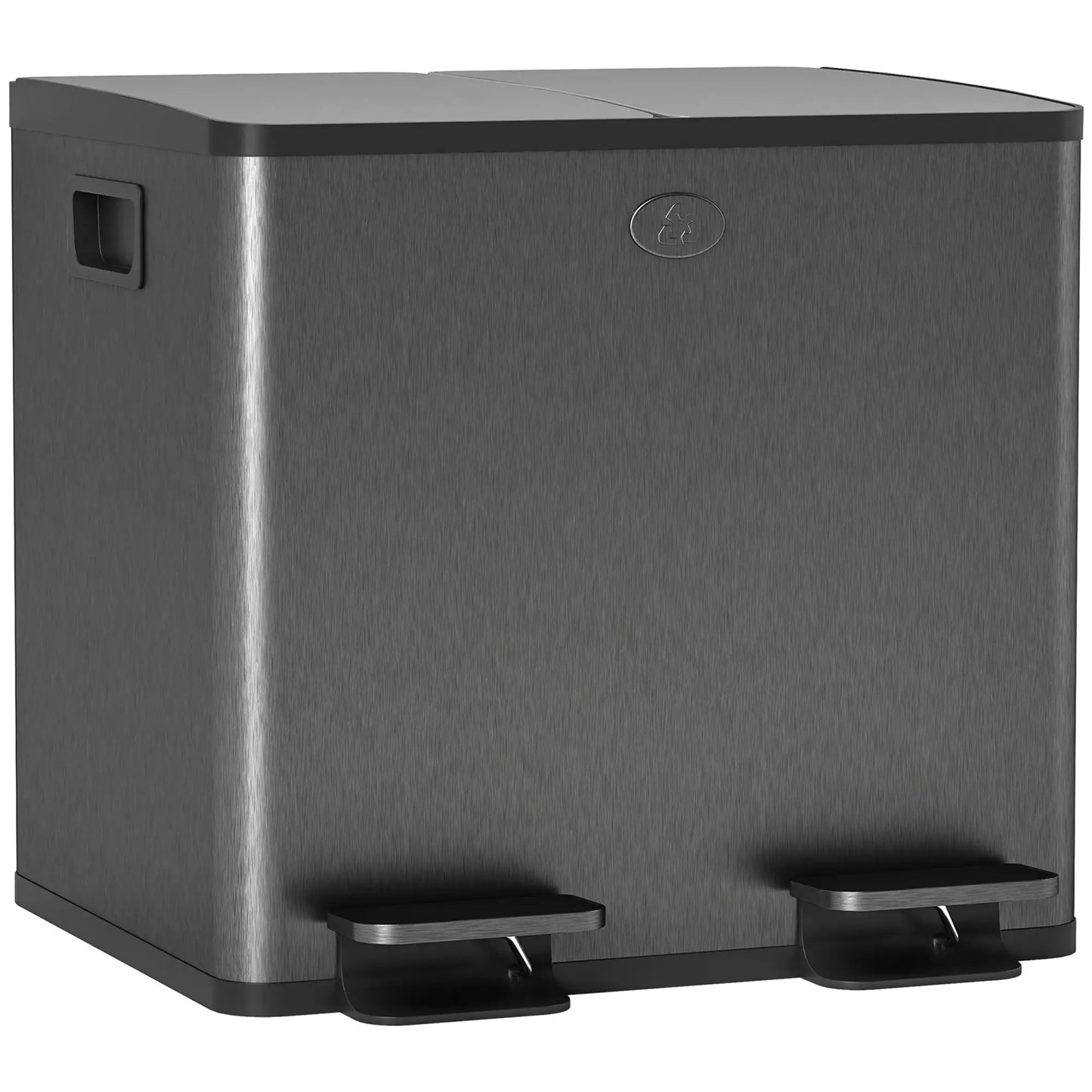 Dual Garbage Bin, Soft Close Trash Can, 2 x 15 Liter, Black Household Supplies at Gallery Canada