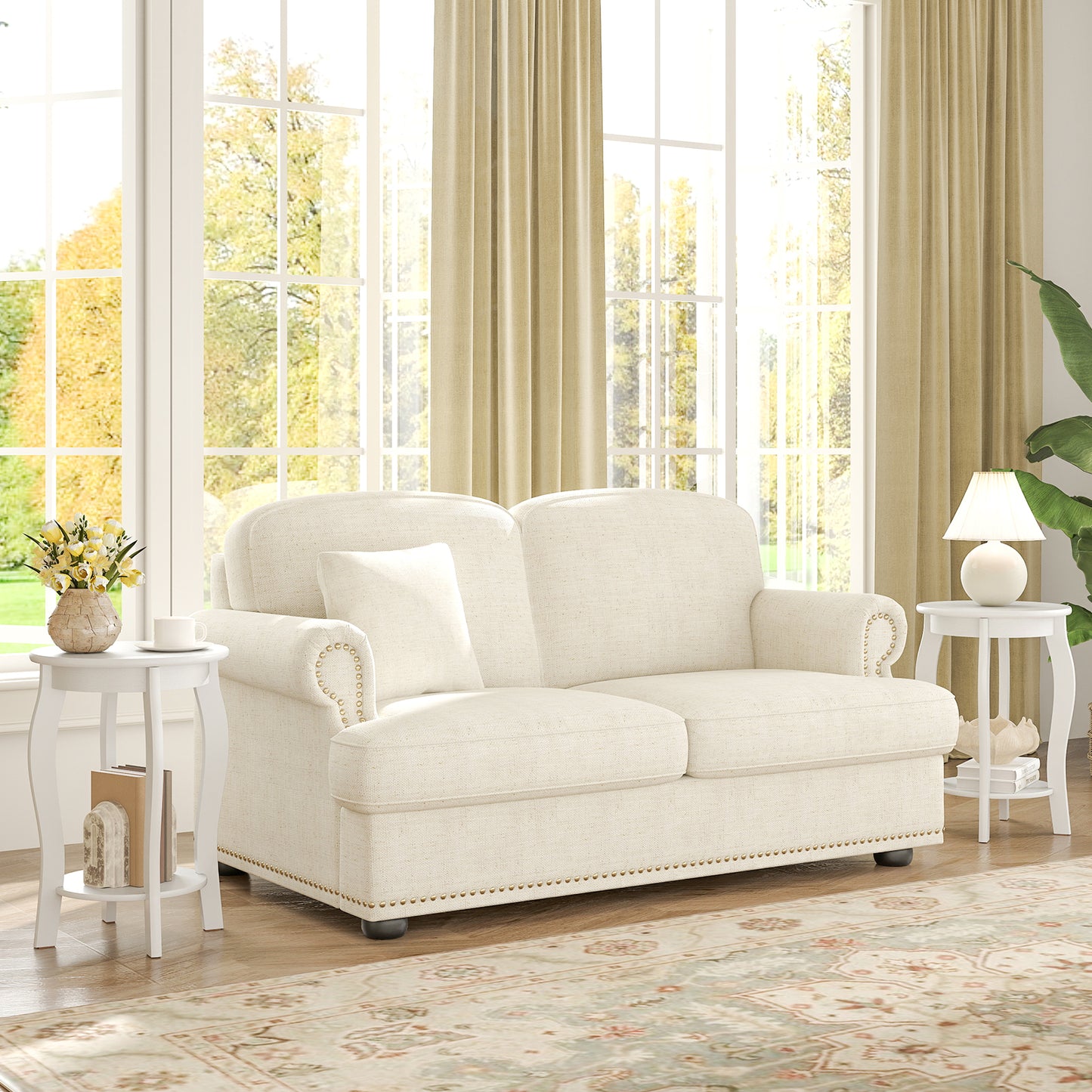 15 Inch 2-Tier Round End Table with Storage Shelf, White End & Side Tables at Gallery Canada