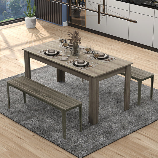 63 Inch Rectangular Modern Dining Kitchen Table, Light Gray Dining Tables Light Gray at Gallery Canada