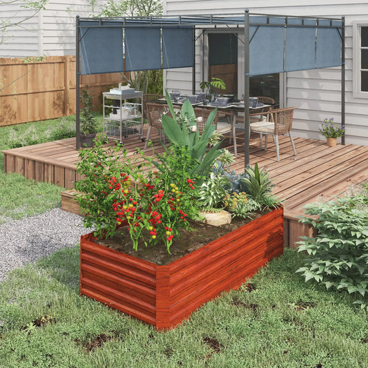 Galvanized Raised Garden Bed, Steel Planter, 71" x 35" x 23", Rustic Brown, Brown Raised Garden Beds Rustic Brown at Gallery Canada