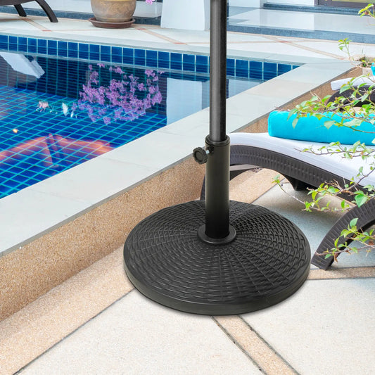 25 lbs Umbrella Base, 17.5" Round, Rattan Design, Black Umbrella Bases Black at Gallery Canada