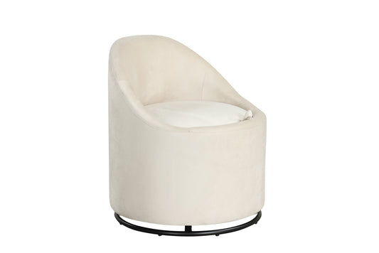 Barrel Chair with Storage 360° Swivel Upholstered Vanity Chair, Beige Accent Chairs Beige at Gallery Canada