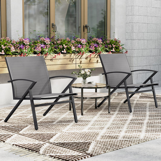 Patio Chairs Set of 2 Lawn Chairs with Heavy Duty Metal Frame-Grey, Gray Beach & Lawn Chairs Gray at Gallery Canada