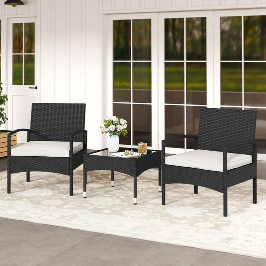 3-Piece Patio Furniture Set, Rattan Bistro Chairs With Table, Beige Patio Conversation Sets Beige at Gallery Canada