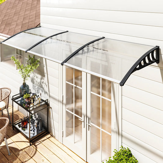 Awning Door Canopy, 119.3" x 37.8", Polycarbonate Patio Cover, Clear