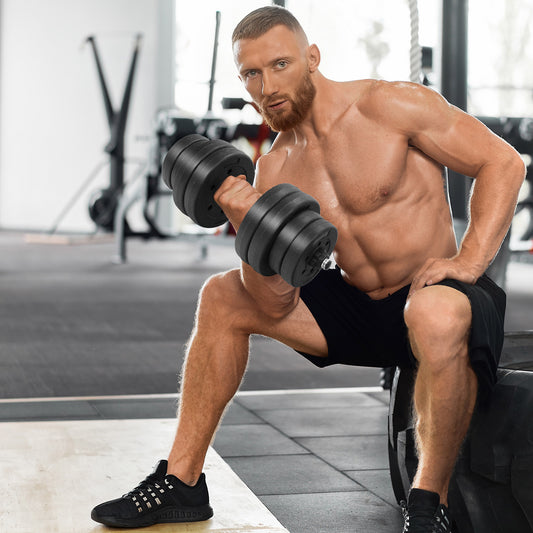 66 Lbs Adjustable Dumbbell Set, Black Dumbbells Black at Gallery Canada