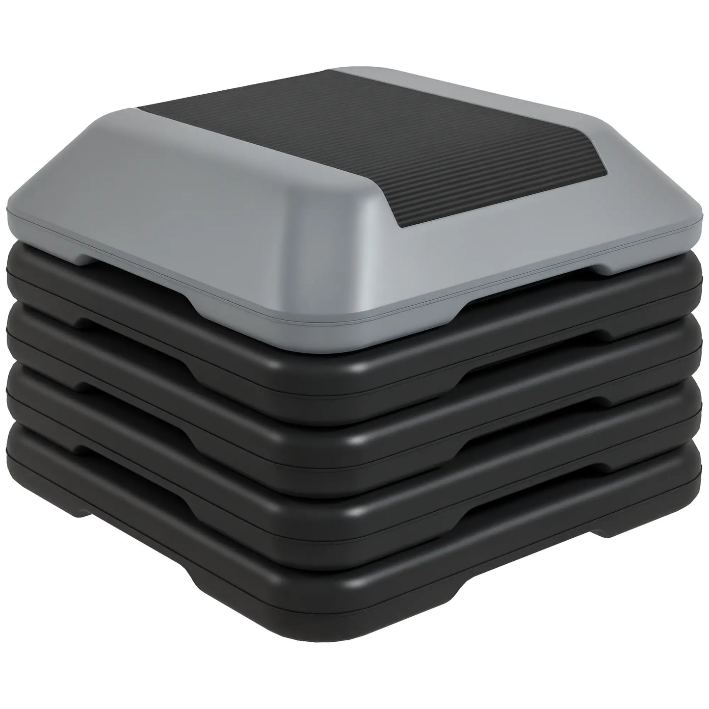 5-Level Adjustable Stepper, Aerobic Step Platform, 4" 6" 8" 10" 12", Grey Aerobic Equipment at Gallery Canada