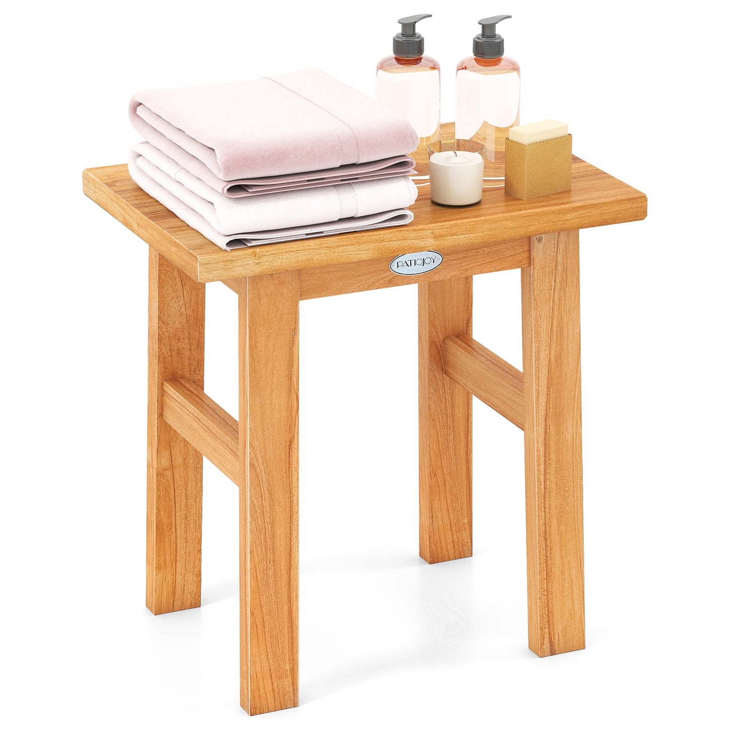 18 Inch Teak Shower Bench, Spa Bath Stool, Natural Bath Safety at Gallery Canada