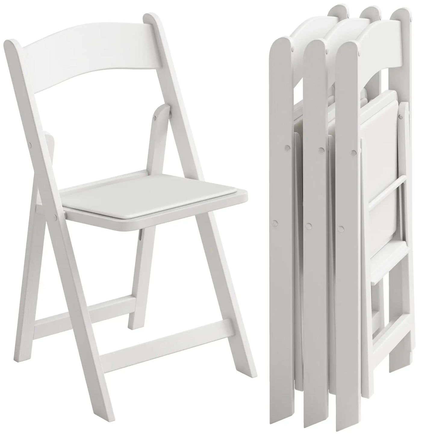 4 Pack Folding Chairs, Foldable Resin Chair with Padded Seat, Portable Indoor Outdoor Seat for Office Events Dining Dining Chairs at Gallery Canada