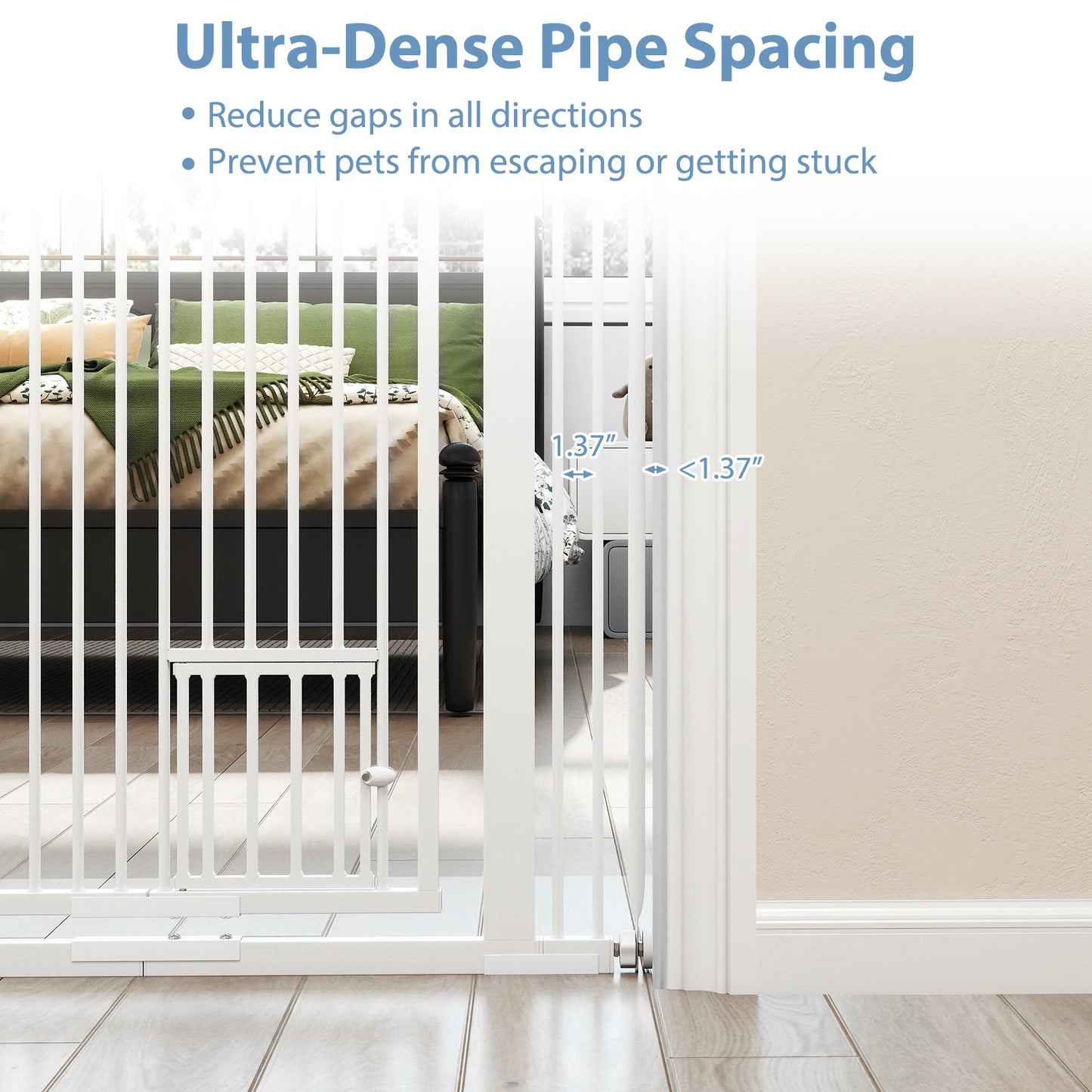 Extra Tall Pet Gate, 67.5" Metal Cat Gate, 30.5"-41" Wide Opening, White Pet Gate at Gallery Canada