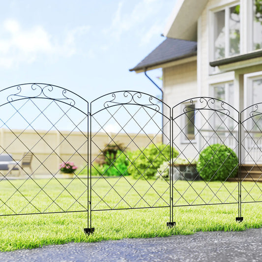 4 Pack Garden Fencing for Yard, Decorative Fence Panels as Animal Barrier and Flower Edging, Circle, Black Garden Fences Black - Scroll at Gallery Canada