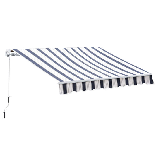 8' x 7' Retractable Awning, Patio Awnings, Sunshade Shelter with 280g/m² UV &; Water-Resistant Fabric and Aluminum Frame for Deck, Balcony, Yard, Blue and White at Gallery Canada