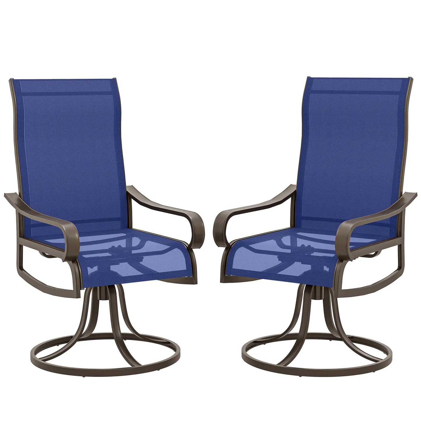 Swivel Rocking Outdoor Chairs, Set of 2, Breathable Mesh, Navy Blue Bistro Sets at Gallery Canada