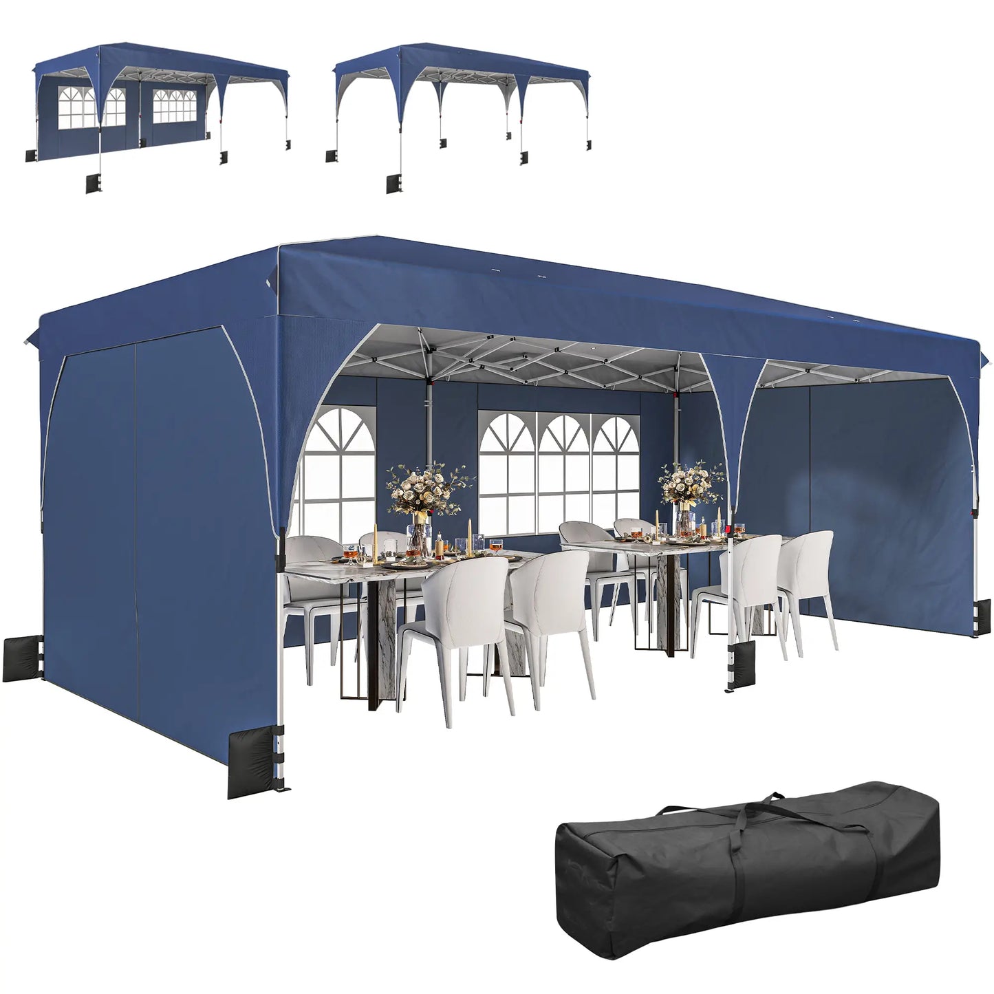 10 x 20 ft Pop Up Canopy Tent, UPF 50+, 6 Sandbags, Dark Blue Pop Up Canopies at Gallery Canada