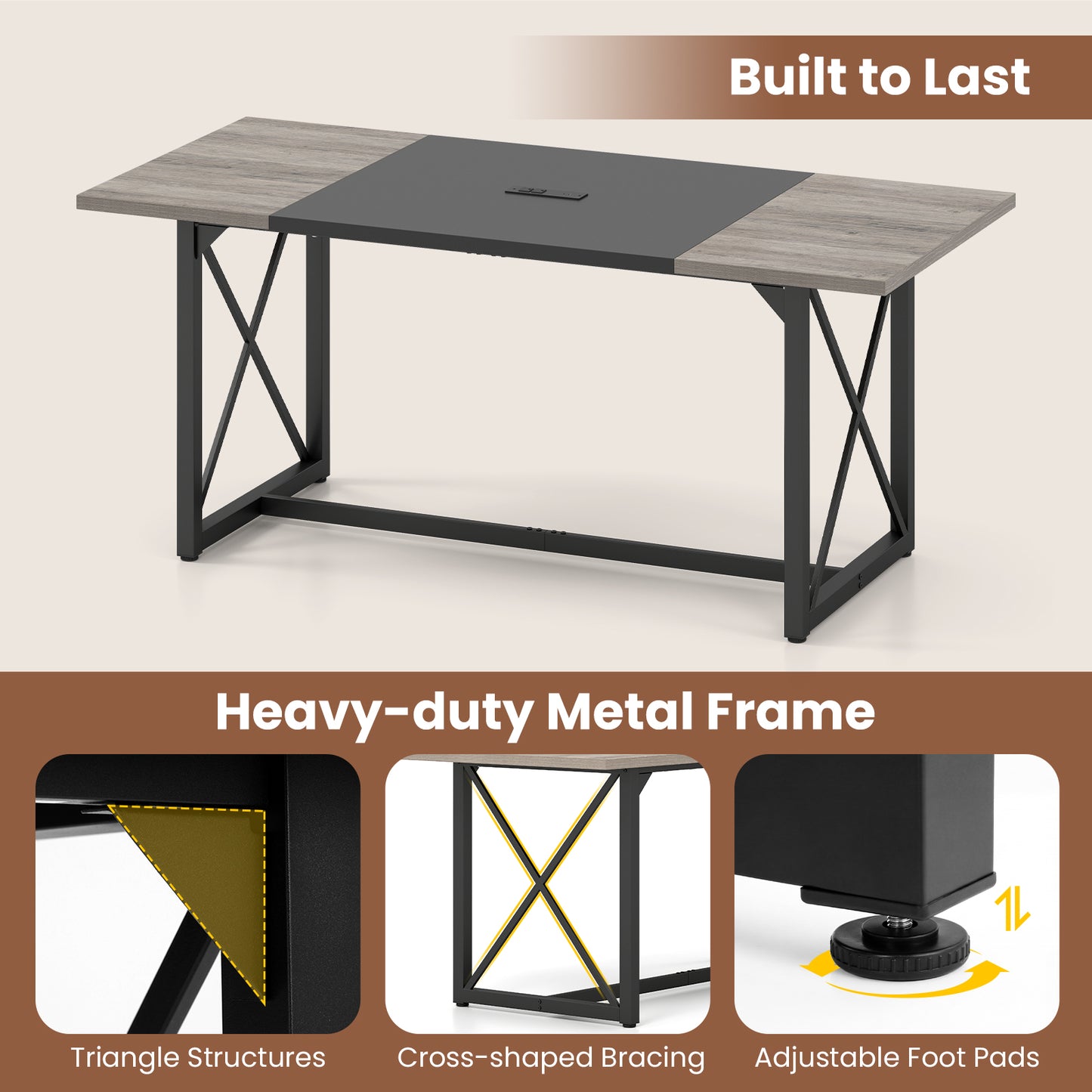 6FT Conference Table With Power Outlets, Seats 6-8 People, Natural Office Desks at Gallery Canada