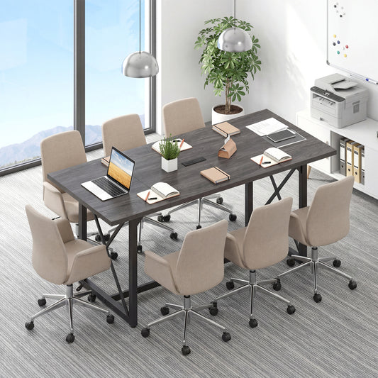 6FT Conference Table, With Power Outlets, Seats 6-8, Gray Office Desks Gray at Gallery Canada