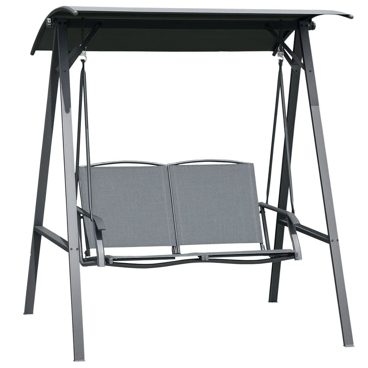 2-Seat Outdoor Porch Swing With Adjustable Canopy, Removable Seat, Steel Frame Patio Swings with Stand at Gallery Canada