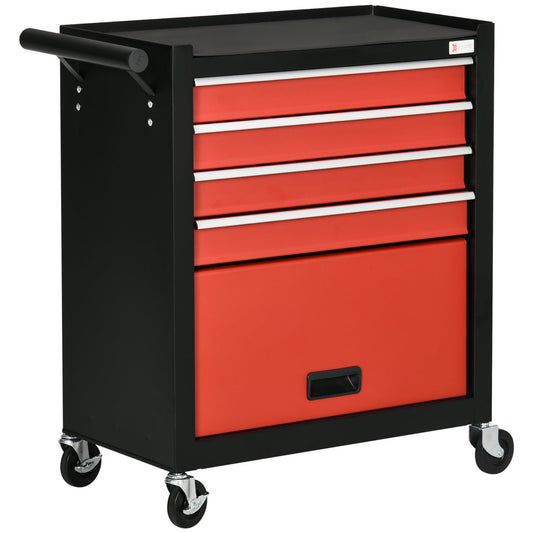 4-Drawer Tool Chest with 4 Wheels, Rolling Tool Box and Storage Cabinet, Portable Tool Organizer for Garage, Red - Gallery Canada