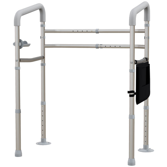 Stand Alone Toilet Safety Rails, Toilet Rails with Adjustable Height Width, 300lb Toilet Safety Frame, Grab Bar with 2 Additional Suction Cups, Storage, Padded Handles for Elderly, Disabled - Gallery Canada
