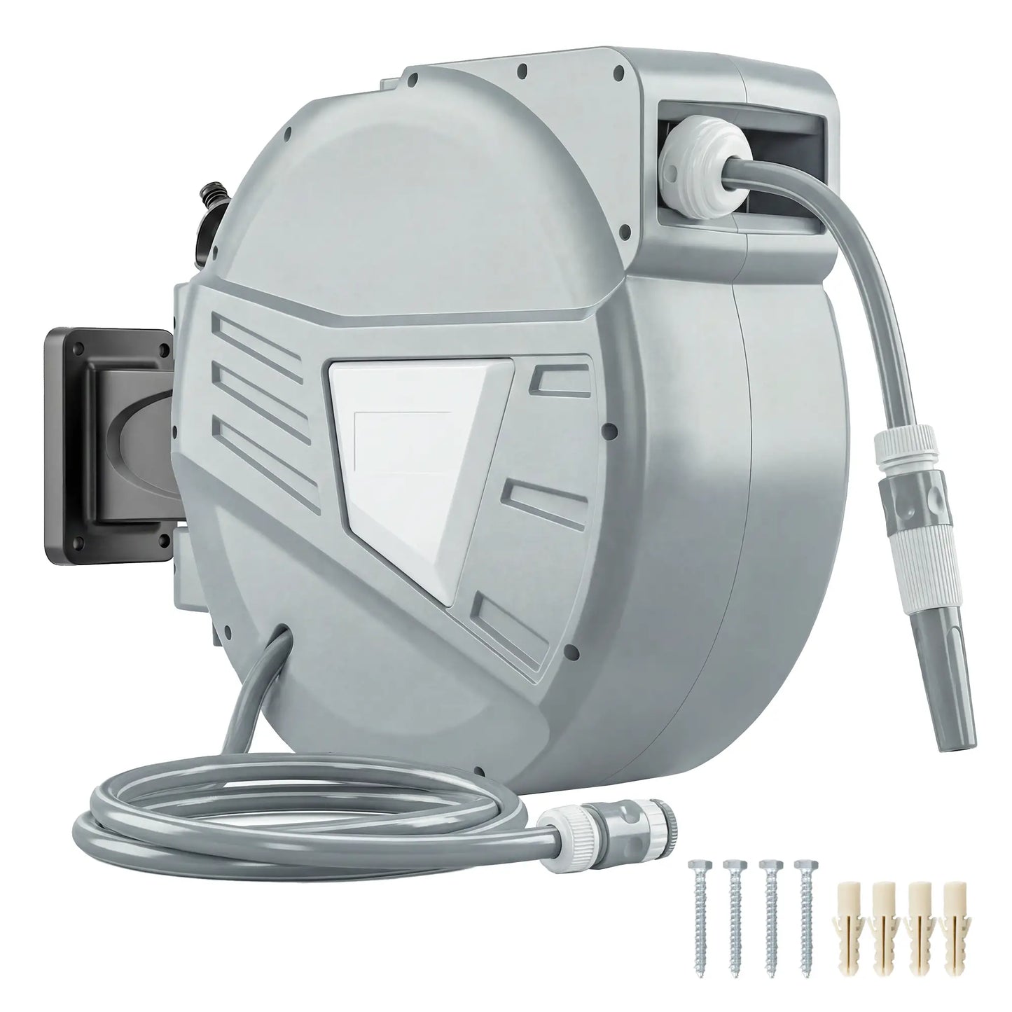 Retractable Garden Hose Reel, 1/2" x 98ft, Wall Mounted, Grey Garden Accessories at Gallery Canada