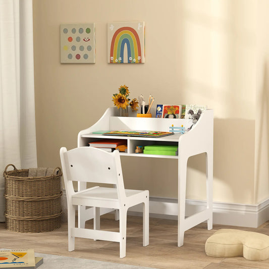 Kids Desk and Chair Set with Storage, 3-8 Years, White Kids Desk Sets White at Gallery Canada