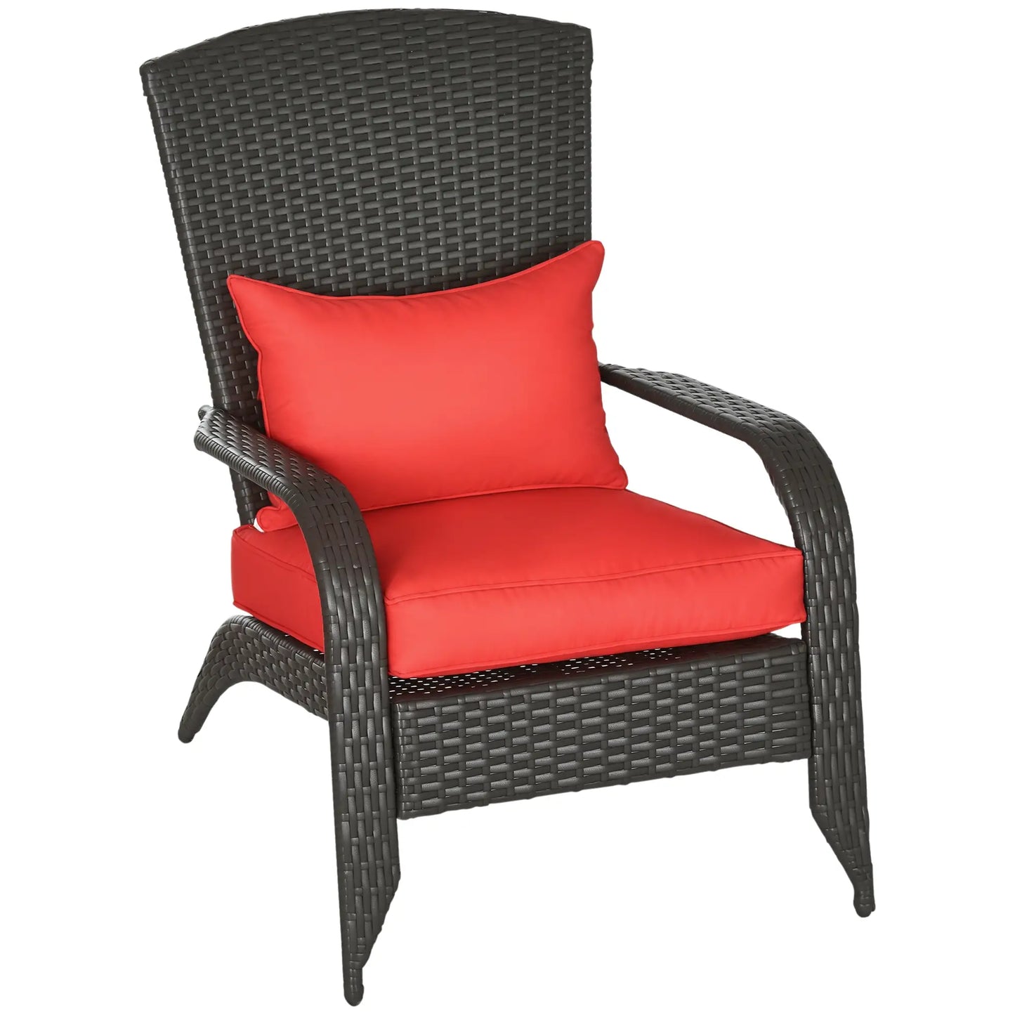Wicker Adirondack Chair, Outdoor Rattan with Cushions, Red Patio Chairs at Gallery Canada