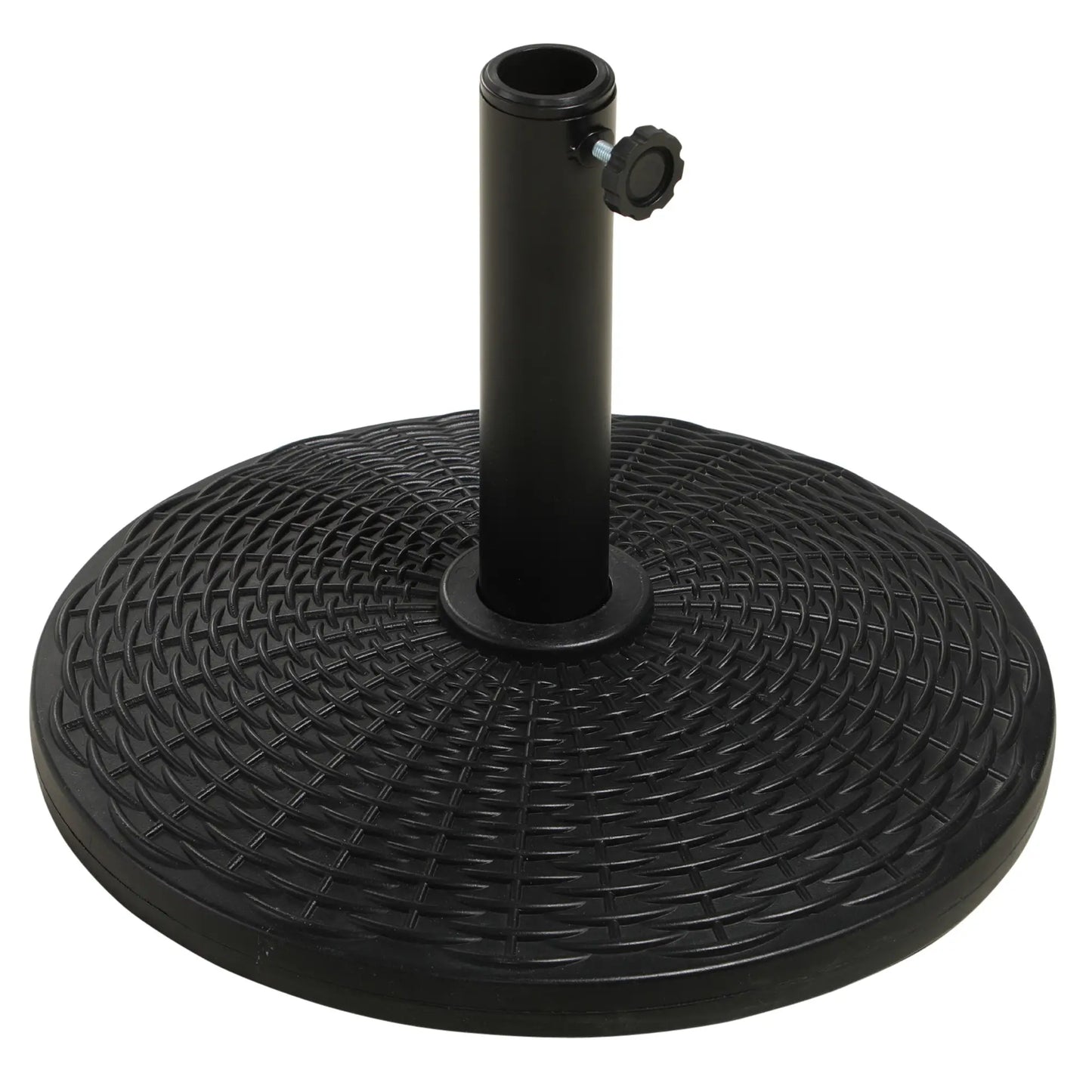 25 lbs Umbrella Base, 17.5" Round, Rattan Design, Black Umbrella Bases at Gallery Canada